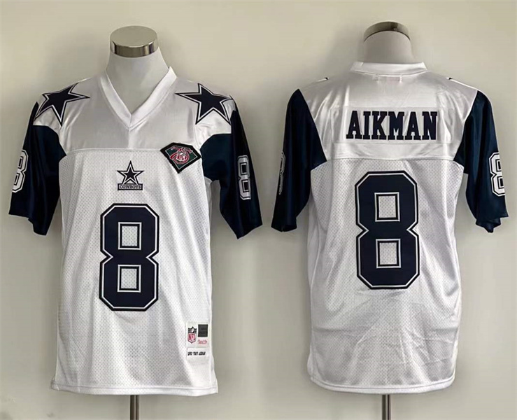Men's Dallas Cowboys Troy Aikman Mitchell & Ness White Legacy Jersey
